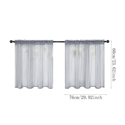 Black Short Sheer Kitchen Curtains 24x30 Inch 2 Panels 2