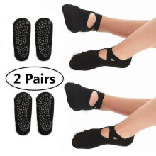 2 Pairs Yoga Socks for Women Non-slip Grips & Straps,ideal for Pilates