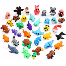 MONJITA 35 st Mini 3D-tryckta djurfigurer, Flexibla fidgetleksaker, Sött skrivbordssmycke