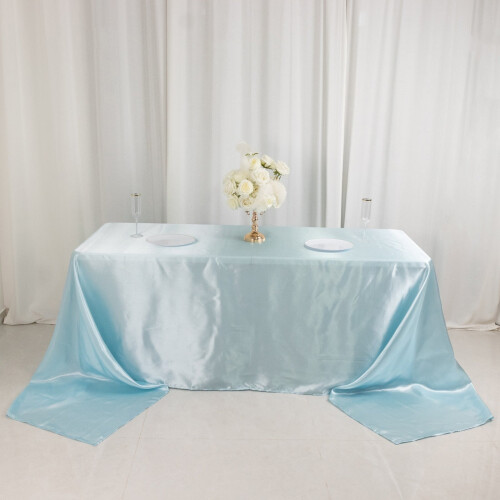 Rektangulär satinduk 237 x 360 cm blå 1
