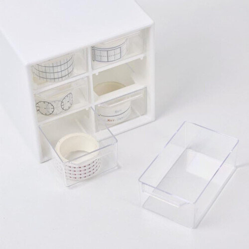 Bureau-organizer van transparant plastic met 6 lades 2