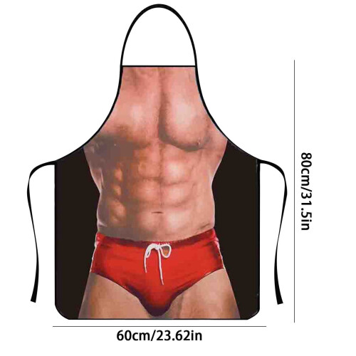 Delantal rojo de algodón para mujer con bolsillos. 2