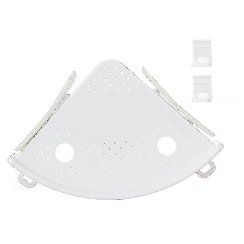 Étagère de douche d'angle à ventouses, amovible et sans perçage, avec crochets. 1