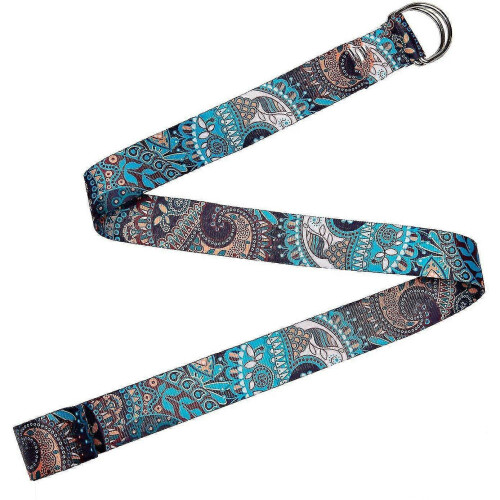 Yoga Strap (6ft), Eco-printed Durable Premium Fabric Exercise Straps W/adjustable D-ring Buckle for Stretching