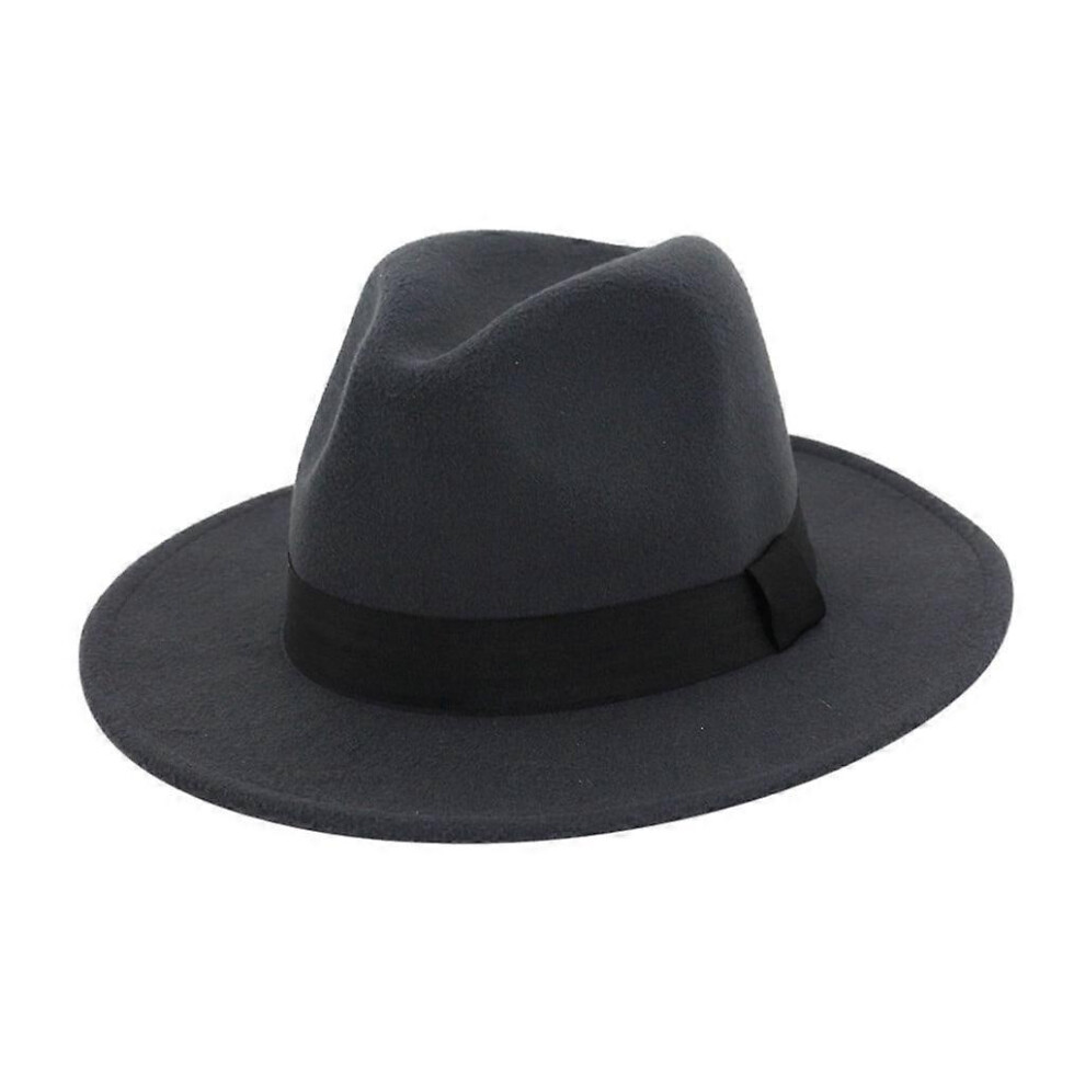 Iopqo Fedora Hat Men Classic Fedora Hats For Men Jazz Hat Mens Wide Brim Fedora Dress Hats For Men Vintage Hat Panama Hats For Men Dark Gray-image