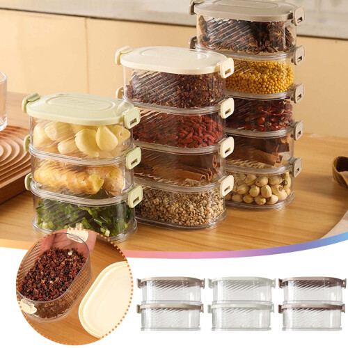 Boîte de rangement pour épices avec couvercle hermétique – 6 compartiments