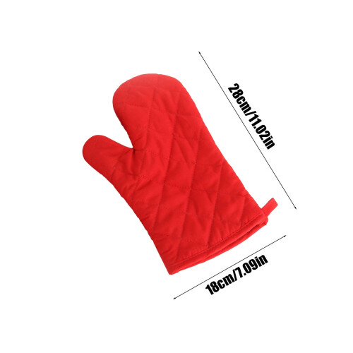 Oven Mitts Solid Color Heat Resistant 1 Pair Red 2