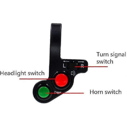 Motorcycle Handlebar Switch Waterproof Bike Scooter Horn Turn Light Horn Switch On/off Push Button Switch(black)(1pcs) 2