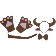 Tierkostüm-Set für Jungen und Mädchen – Braunes Ochsenhorn-Stirnband