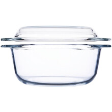 Hitzebeständiger Suppentopf aus Glas mit Deckel, 1 l, lebensmittelecht, gehärtetes Glas, mikrowellengeeignet