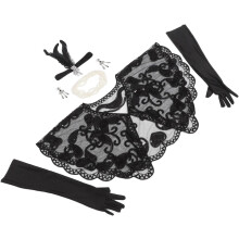 Flapper-Kostüm für Damen, Vintage-Partykleid, Handschuhe, Schal, Perlenkette, Kopfschmuck