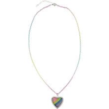 Regenbogenherz-Halskette für Damen, Anhänger aus Edelstahl, Medaillon mit Familienfoto-Motiv, Herz-Charm-Schmuck