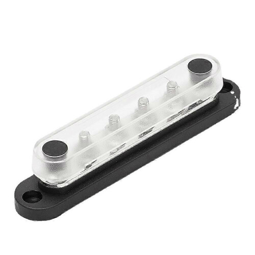 (Black) Bus Bar 12V Power Distribution Block with Cover 5 x 1/4" Studs
