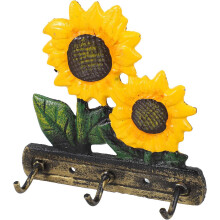 Wandhaken Sonnenblumen-Wandaufhänger, 4 Stück, Schmiedeeisen, Retro-Stil, Vintage-Optik