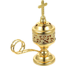 Goldener Räucherstäbchenhalter aus Eisen mit filigranem Design im nahöstlichen arabischen Stil