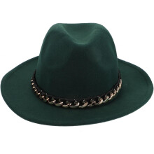 Herrefilthatt i ull, fedora, jazzhatt med stilig kjede, flat brem, pustende design