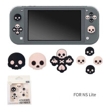 (for NS Lite, Black) For Switch NS Lite Joystick Caps Pink - Skull Design Silicone Button Covers