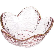 Kleine Schmuckschale mit Kirschblütenmuster aus rosa Glas, niedliche dekorative Bonboniere