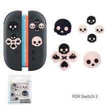 (for Switch 2, Pink) For Switch NS Lite Joystick Caps Pink - Skull Design Silicone Button Covers