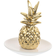 Schmuckschale in Ananasform aus Keramik mit Goldplattierung, dekorativer Halter für kleine Schmuckstücke