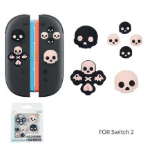 (for Switch 2, Black) For Switch NS Lite Joystick Caps Pink - Skull Design Silicone Button Covers