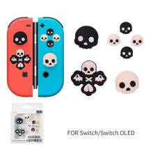 (for Switch, Black) For Switch NS Lite Joystick Caps Pink - Skull Design Silicone Button Covers
