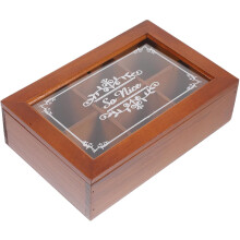 Schmuckaufbewahrungsbox aus Holz mit Deckel, 6-teiliges Aufbewahrungsfach für den Tisch