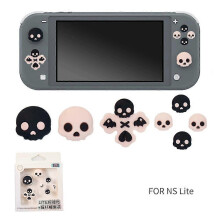 (for NS Lite, Pink) For Switch NS Lite Joystick Caps Pink - Skull Design Silicone Button Covers