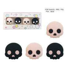 (for Switch 2, Button cap) For Switch NS Lite Joystick Caps Pink - Skull Design Silicone Button Covers