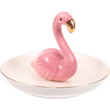 Vassoio portagioie in ceramica, piatto decorativo con motivo fenicottero, piccolo 10 cm