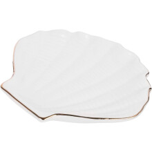 Schmucktablett aus Keramik im nordischen Stil mit weißem Muscheldesign, dekorativer Schreibtisch-Organizer