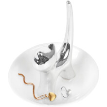 Schmuckschale aus Keramik mit silberner Katzenform, ideal für Damen und Mädchen, zur Aufbewahrung von Ringen und Ohrringen, dekorativer Organizer