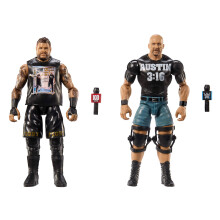 Mattel WWE Main Event Championship Showdown 2-Pack Action Figures & Accessory, Series #20 Stone Cold” Steve Austin vs Kevin Owens Collectible Set