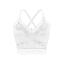 (XL, White) Womens Strap Sports Bras Fitness Workout Padded Yoga Bra Criss Cross Back Underwear Lace Crop Tops  White XL