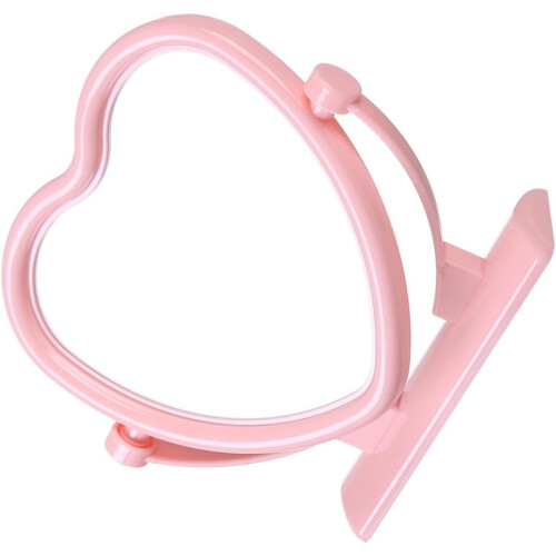 Tabletop Vanity Makeup Mirror with Smooth Reflection Portable Heart Shaped Double Sided Plastic