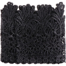 5 meter zwart polyester zijden kantband, 9 cm breed, voor doe-het-zelf kledingaccessoires