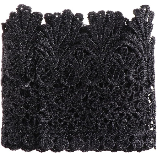 5 Yards schwarze Polyester-Seidenspitze, 9 cm breit, für DIY-Kleidungsaccessoires