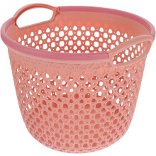 Panier à linge moyen rose réutilisable en polypropylène, fonctionnalité polyvalente, empêche
