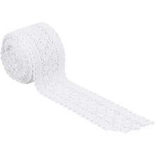 Baumwollspitzenborte, 5,8 cm breit, 5 Yards (ca. 4,7 m) weißer Stoff zum Nähen und Basteln für DIY-Kleidung, Accessoires und Heimdekoration