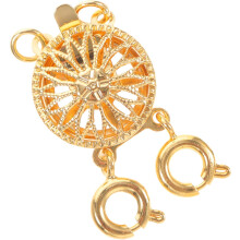 Sonnenblumen-Mehrlagenkette mit Verschluss, goldener Doppelring, Kettentrenner für Lagenketten, Schmuckhaken-Accessoire