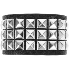 Lederarmband mit Nieten für Herren, Vintage-Punk-Stil, PU-Leder, dreireihige Perlen, doppelter Schnalle, verstellbares Modeaccessoire