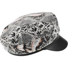 Damen-Baskenmütze mit Leopardenmuster, PU-Lederoptik, flaches Oberteil, Sonnenschutz, Unisex, Vintage-Militärmütze, kühner, künstlerischer Stil
