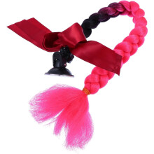 Motorradhelm-Zopf-Ornament Schleife, künstliche Perücke im afrikanischen Stil, Farbverlauf Schwarz-Rosa, Kunstfaser-Helmdekoration
