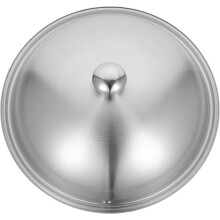 Tapa de acero inoxidable para olla o wok. Diseño sencillo. Práctica retención de vapor. Tapa de metal resistente para utensilios de cocina.