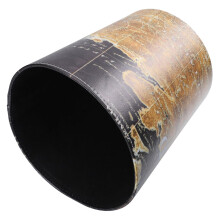 Poubelle ronde rétro en cuir avec motif de carte unique, polyvalente et réutilisable