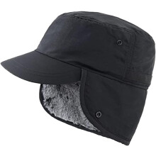 Wintermuts met oorkappen, winddichte en warme outdoor motormuts voor dames, unisex, dik zwart.