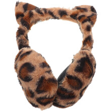 Winterliche Leoparden-Ohrenschützer aus Kunstfell für Damen, flauschige Plüsch-Ohrenwärmer, faltbar und tragbar
