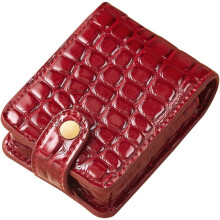 Tragbarer Lippenstift-Etui-Spiegel in Rot, PU-geprägtes Muster, Reise-Make-up-Tasche, Kosmetiktasche für Damen