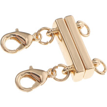 Magnetischer Doppelring-Schmuckverschluss für mehrlagige Halsketten, goldfarben