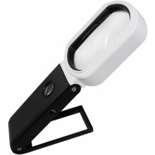 Loupe de lecture portable avec éclairage LED, multifonctionnelle, grossissante, en ABS et acrylique.